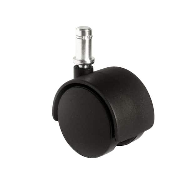 Caster Wheels Twin Wheel Design Matte Black Finish Metal Stem