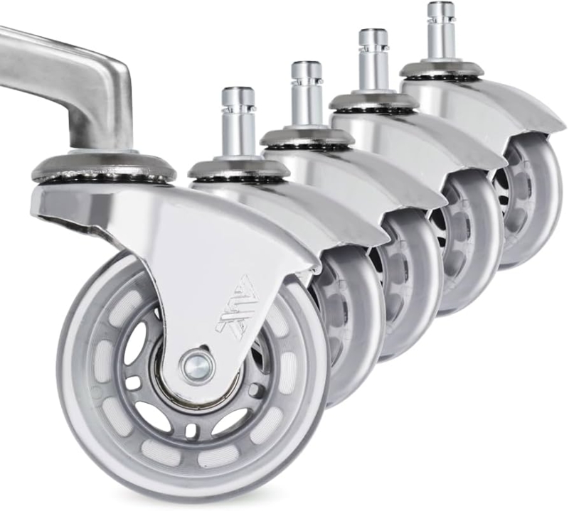 Chair Caster Clear Transparent Wheel Polished Chrome Finish