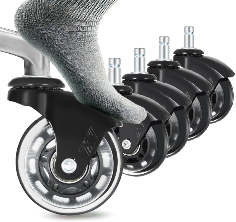 Chair Caster Inline Skate Style Clear Wheels Matte Black Replacement