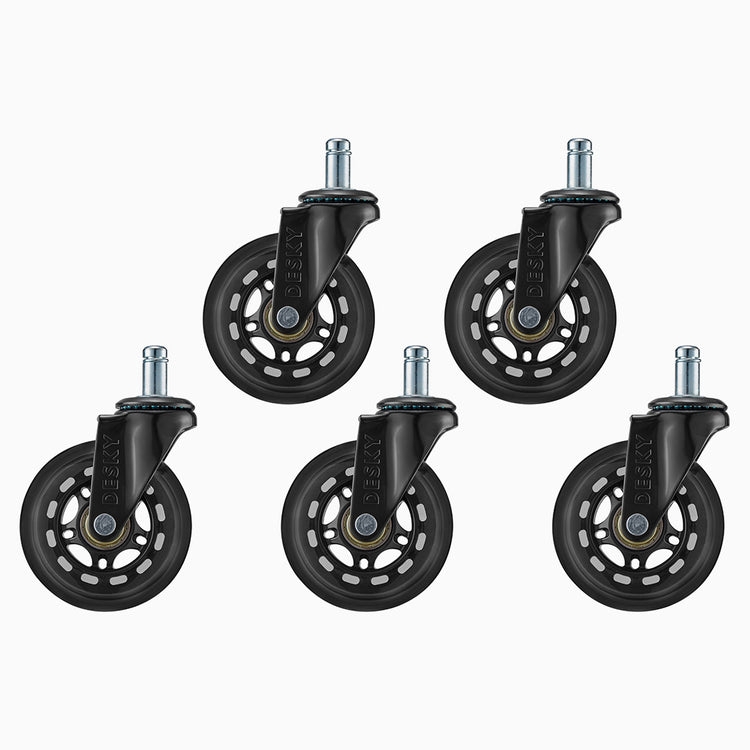 Chair Caster Wheels Rollerblade Style Matte Black Silent Glide