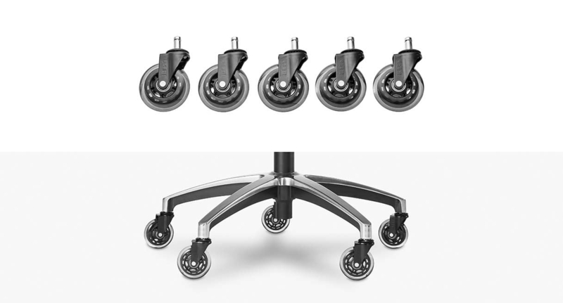 Chair Casters Rollerblade Style Translucent Wheels Matte Base