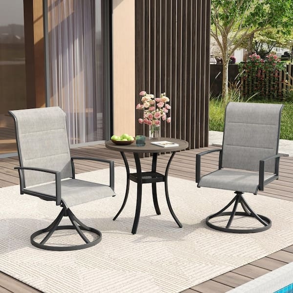 Charcoal Grey Patio Dining Set Slatted Design Charcoal Grey Outdoor Bistro Set