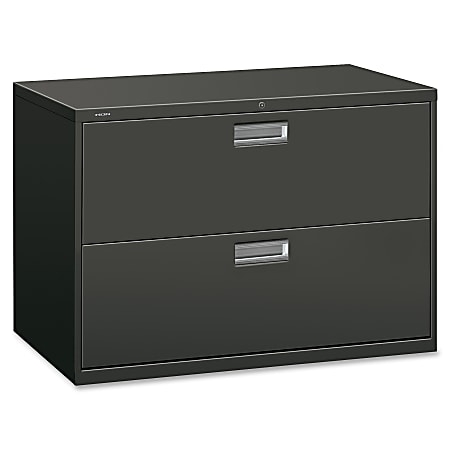 Charcoal Lateral File Cabinet Two Drawers Wide Profile Filing Solution