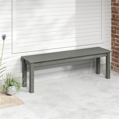 Classic Patio Bench, Decorative Backrest & Metal-Like Finish Design