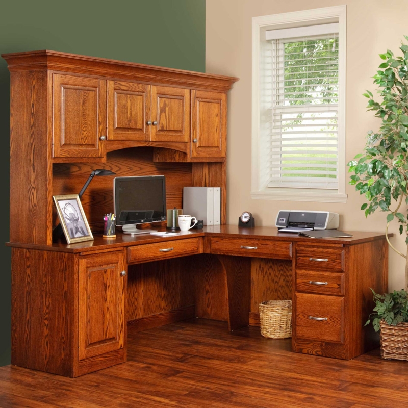 Classic Traditional L-Shaped Desk with Raised Panel Details