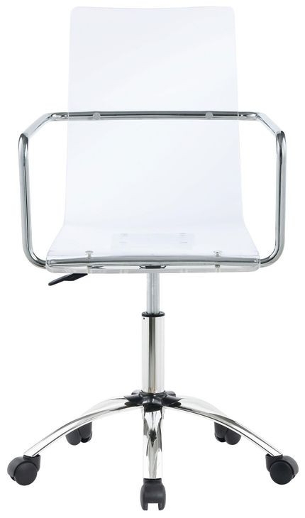 Clear Acrylic Swivel Office Chair with Integrated Arms, Padded Black Seat