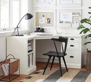 Coastal Corner Desk with Hutch and Weathered Seadrift Finish