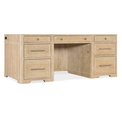Coastal Executive Desk With Recessed Paneling In Off-White Finish