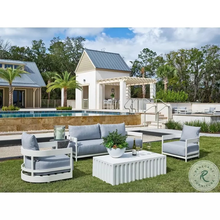 Coastal Modern Woven Conversation Set with Round Coffee Table
