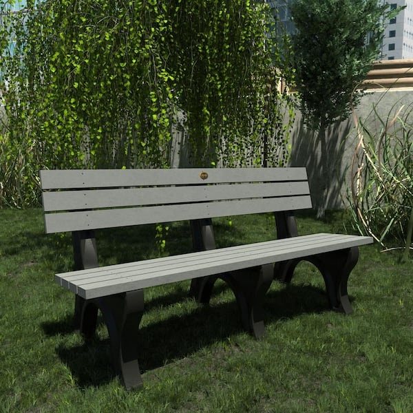 Coastal Outdoor Bench with 3 Person Capacity in Slate Gray Finish