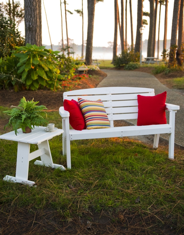 Coastal Style Garden Bench in Weathered Grey Finish with Slatted Seat