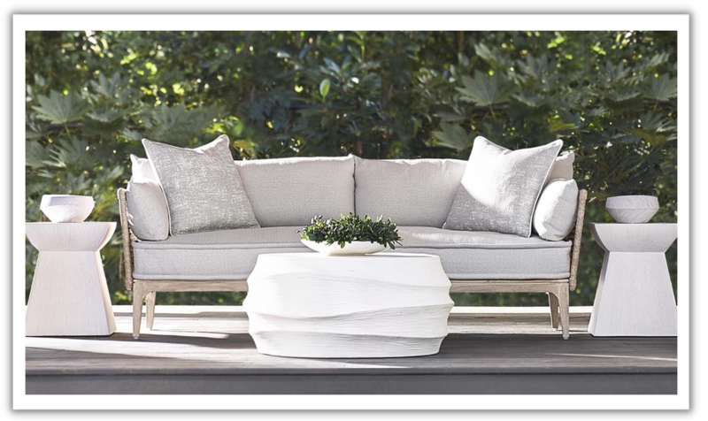 Coastal Woven Outdoor Sofa with Blocky Silhouette