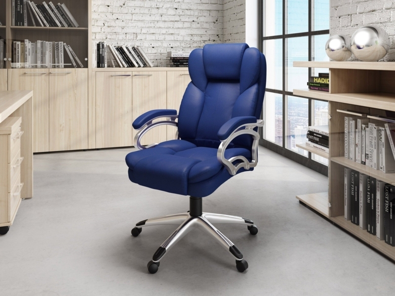Cobalt Executive Office Chair, Channeled Leather & Chrome