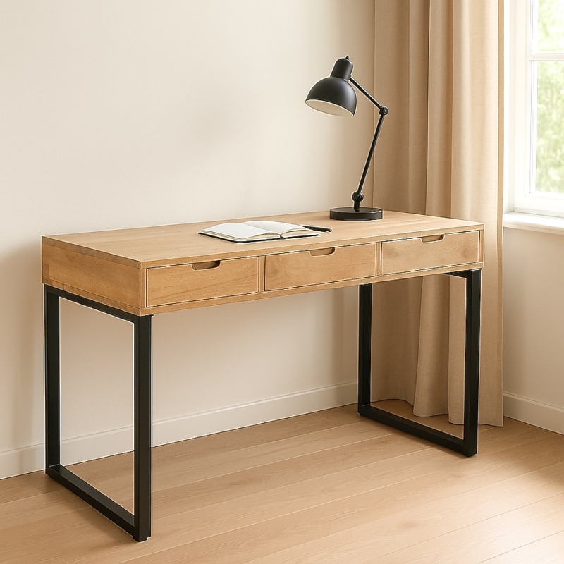 Compact Mango Wood Writing Desk with Splayed Legs