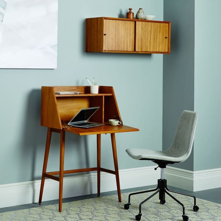 Compact Secretary Desk Drop-Down Door & Metallic Leg Caps