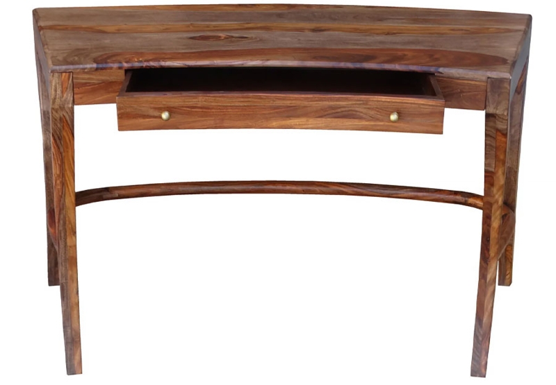 Compact Writing Desk Single Drawer Angular Tapered Legs Honey Tone