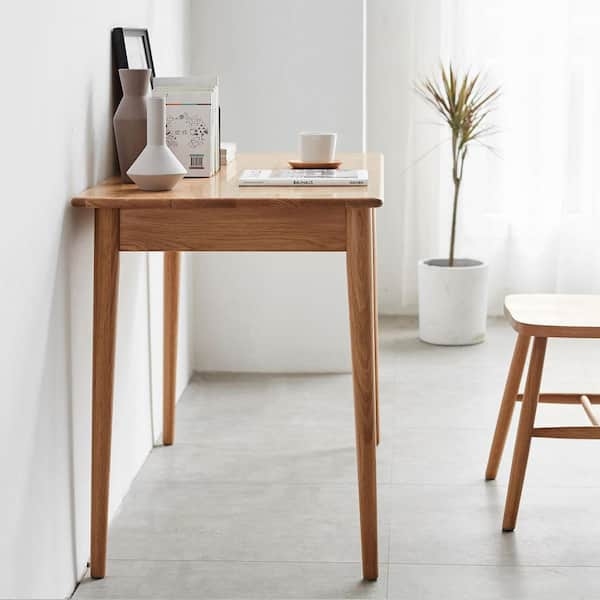 Compact Writing Desk Tapered Legs Two Drawers. Mid-Century Modern.