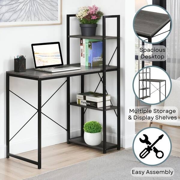 Compact Writing Desk with Integrated Side Shelves for Small Spaces