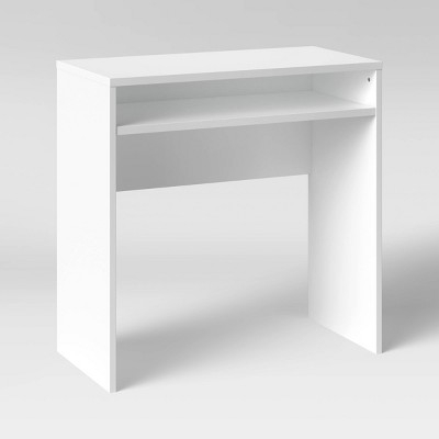 Compact Writing Desk with Slim Metal Legs in Minimalist White Style
