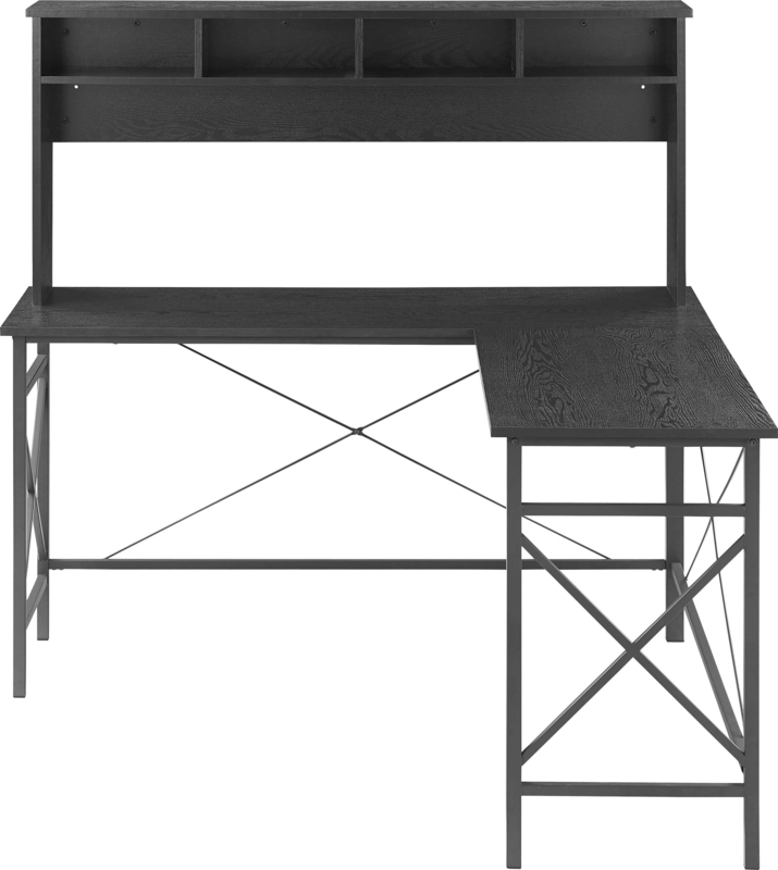 Computer Desk Black Metal Compact Frame Multi Level Storage
