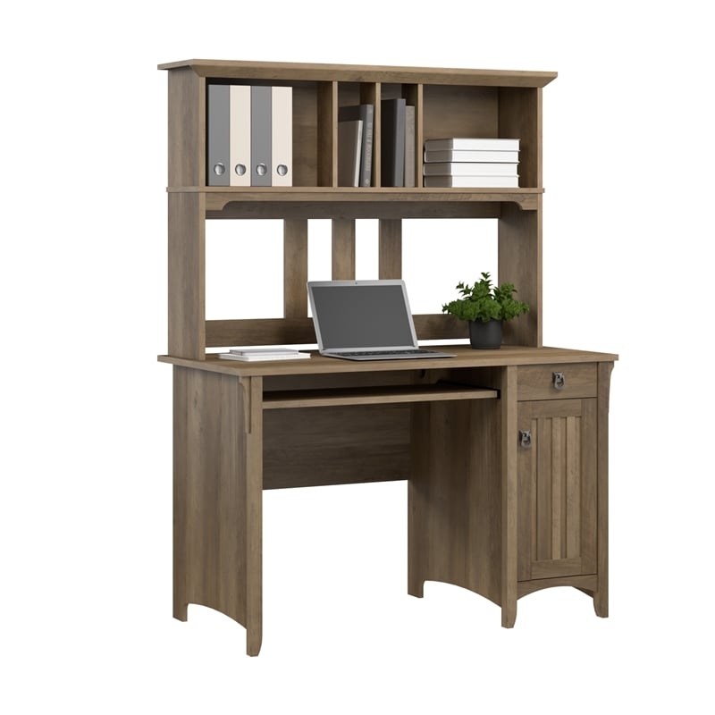 Computer Desk Coastal Farmhouse Reclaimed Pine Hutch Curved Base