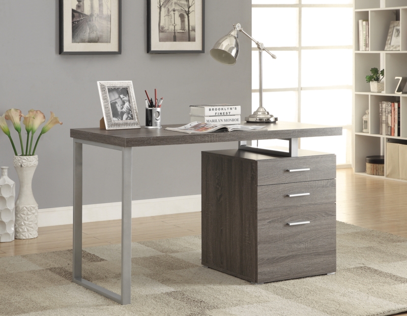 Computer Desk Dedicated CPU Cabinet Weathered Gray Finish Transitional