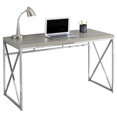 Computer Desk featuring Dark Taupe Top and Chrome X-Frame Legs