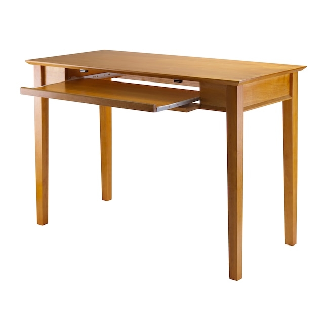 Computer Desk Honey Brown Finish Compact with Keyboard Tray
