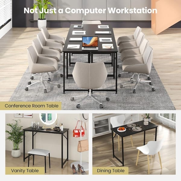 Computer Desk Industrial Matte Black with K Shaped Legs