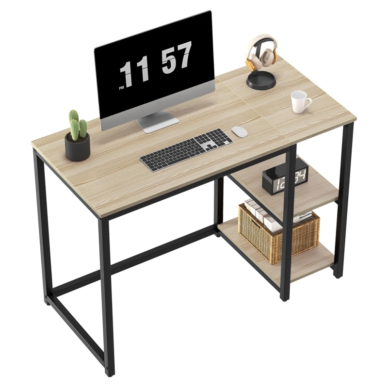 Computer Desk Integrated Hutch White Metal Frame X Frame Back