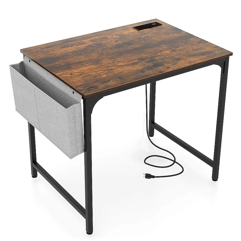 Computer Desk Integrated Power Strip Side Fabric Pocket Headphone Hook