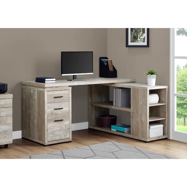 Computer Desk L-Shaped Weathered Finish with Thick Panels