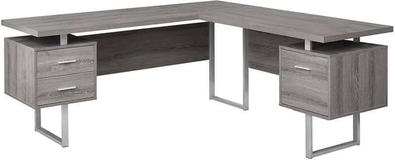 Computer Desk L-Shaped with Integrated Storage & Open Shelves