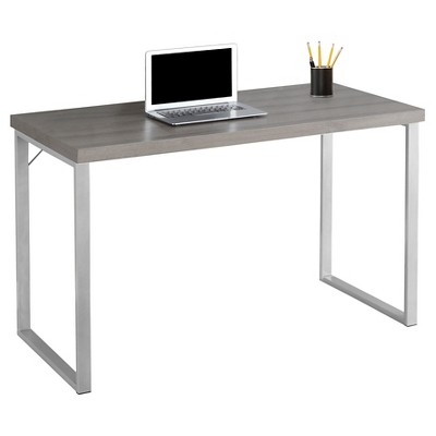 Computer Desk Minimalist Silver Metal Frame Open Sled Base
