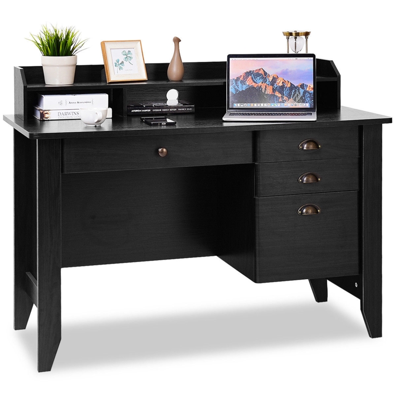 Computer Desk, Multi-Tier, Sliding Keyboard Tray, Compact Footprint