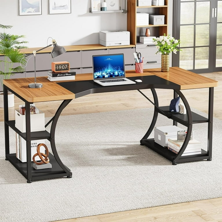 Computer Desk Multi Tier Storage Curved Edge Industrial Metal