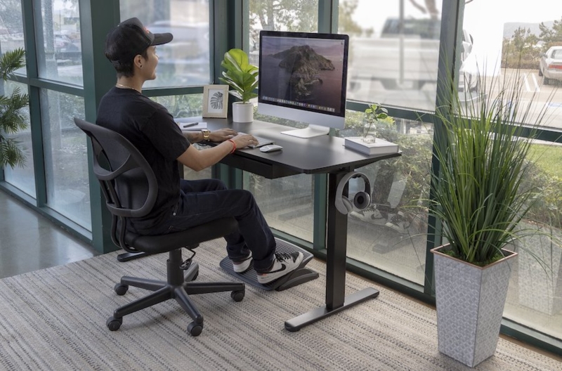 Computer Desk Natural Wood Aesthetic with Monitor Arm