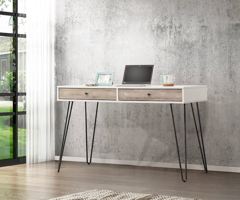 Computer Desk Oak Finish with Open Cubby & Sled Legs