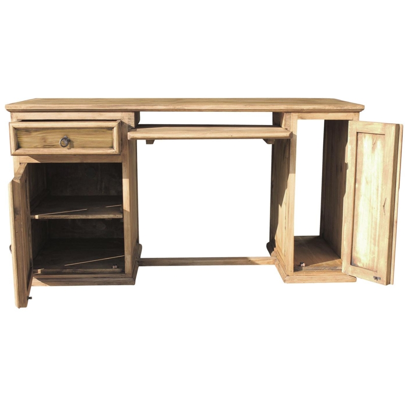 Computer Desk Southwestern Rustic Honey Brown with Built-In Hutch and CPU Cabinet