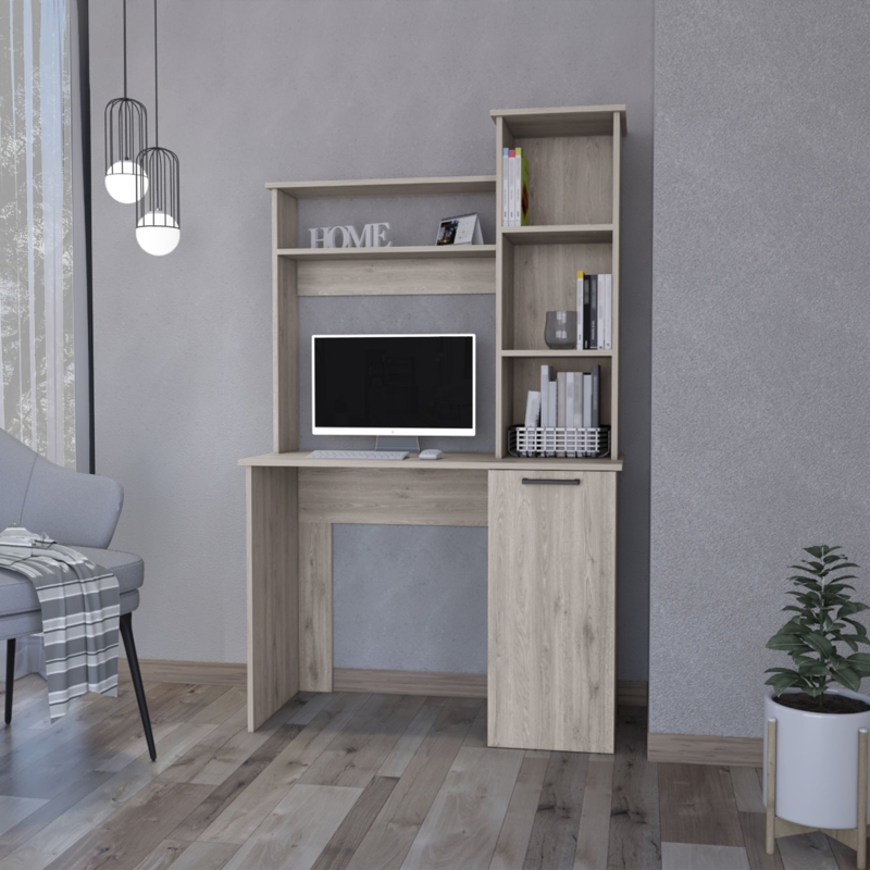 Computer Desk Three-Tier Storage Integrated Shelving Minimalist Design