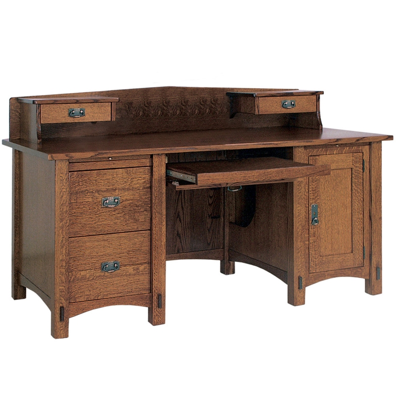 Computer Desk Traditional Double Pedestal Hutch Pigeonhole Slots