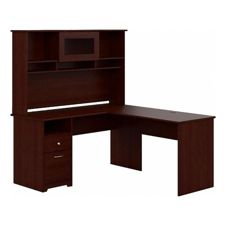 Computer Desk Traditional Warm Cherry Integrated Hutch Keyboard Tray