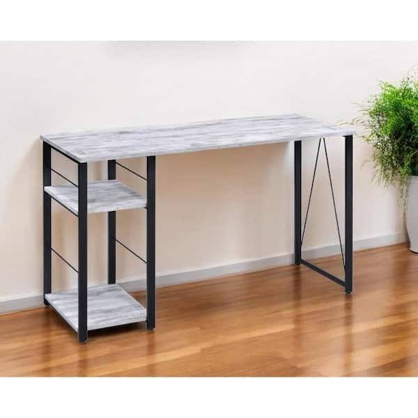 Computer Desk White Metal Sled Base Open Frame Contemporary