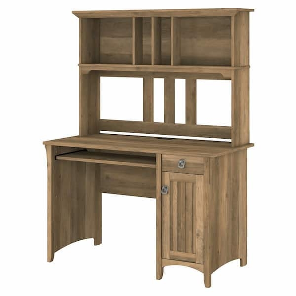 Computer Desk with Hutch, Reclaimed Pine Finish & Tapered Legs, Farmhouse.