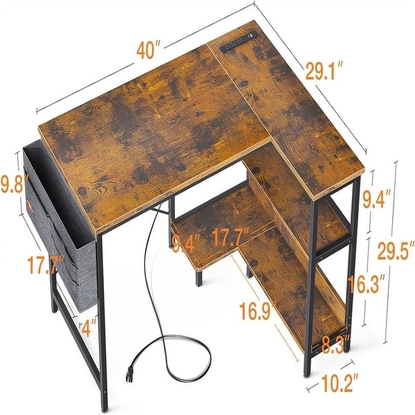 Computer Desk with L-Shaped Corner and Integrated Monitor Stand