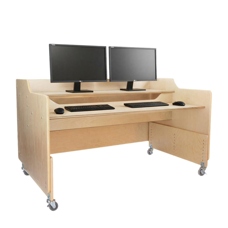 Computer Desk with Mobile Casters and Lower Storage Shelf