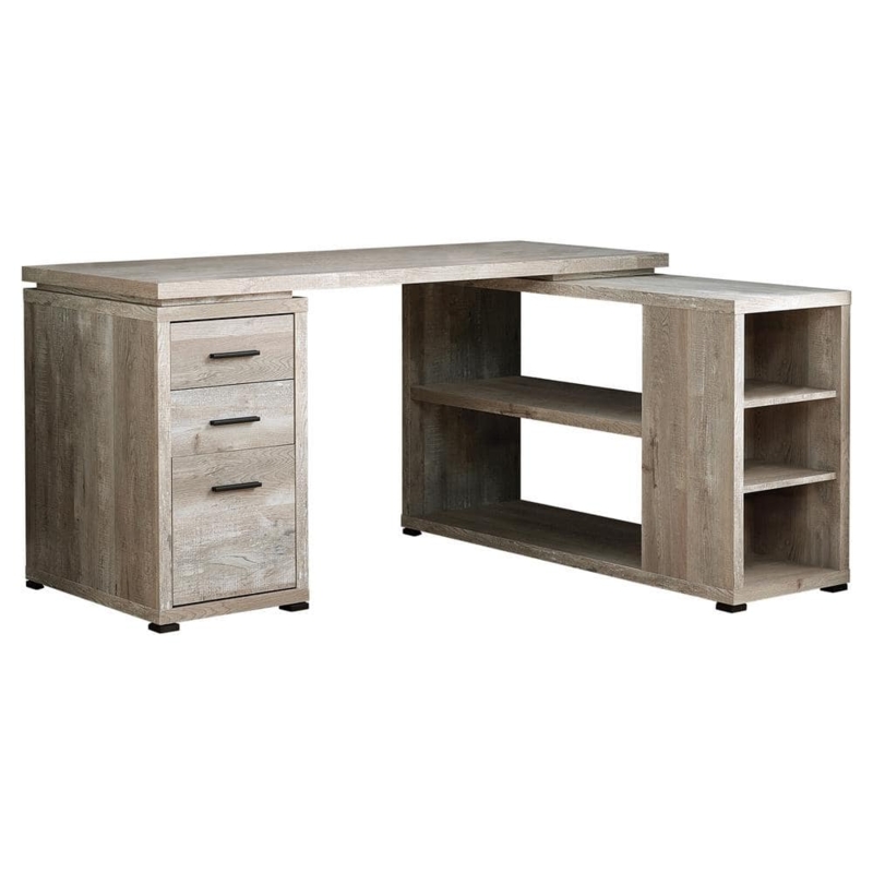 Computer Desk Wood Look with Dark Metal X-Frame Legs