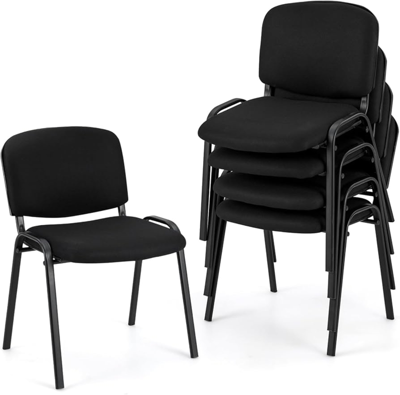 Conference Chair, Black Armless Design with Chrome Sled Base