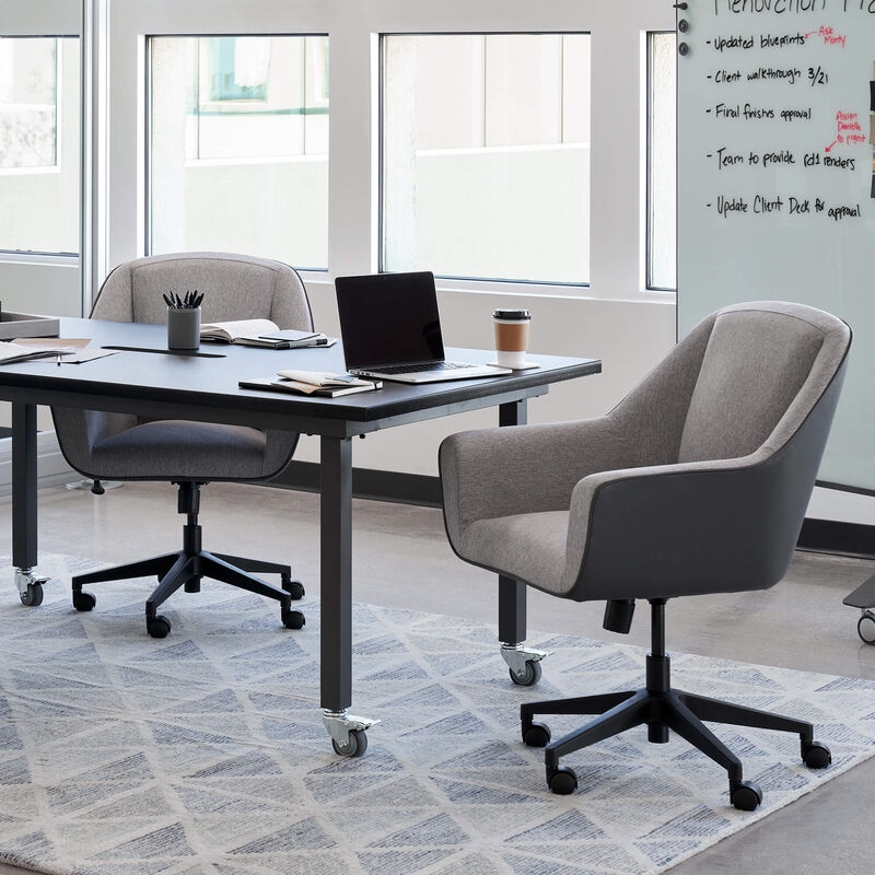Conference Chair, Graphite Upholstery with Integrated Arms and Swivel Base