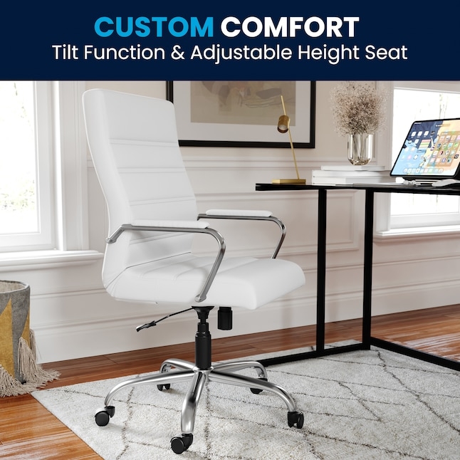 Contemporary Executive Chair: Ribbed Upholstery with Padded Chrome Arms